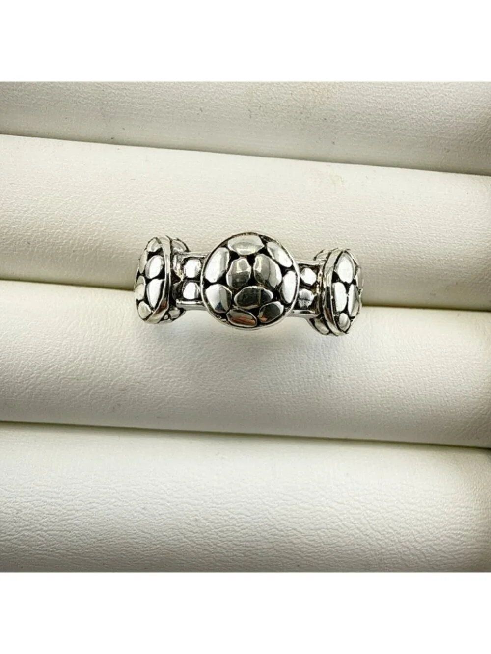 Sarda Sterling Silver Ring Pebbled Bali 925 Size 9 Rope Cobblestone Caviar